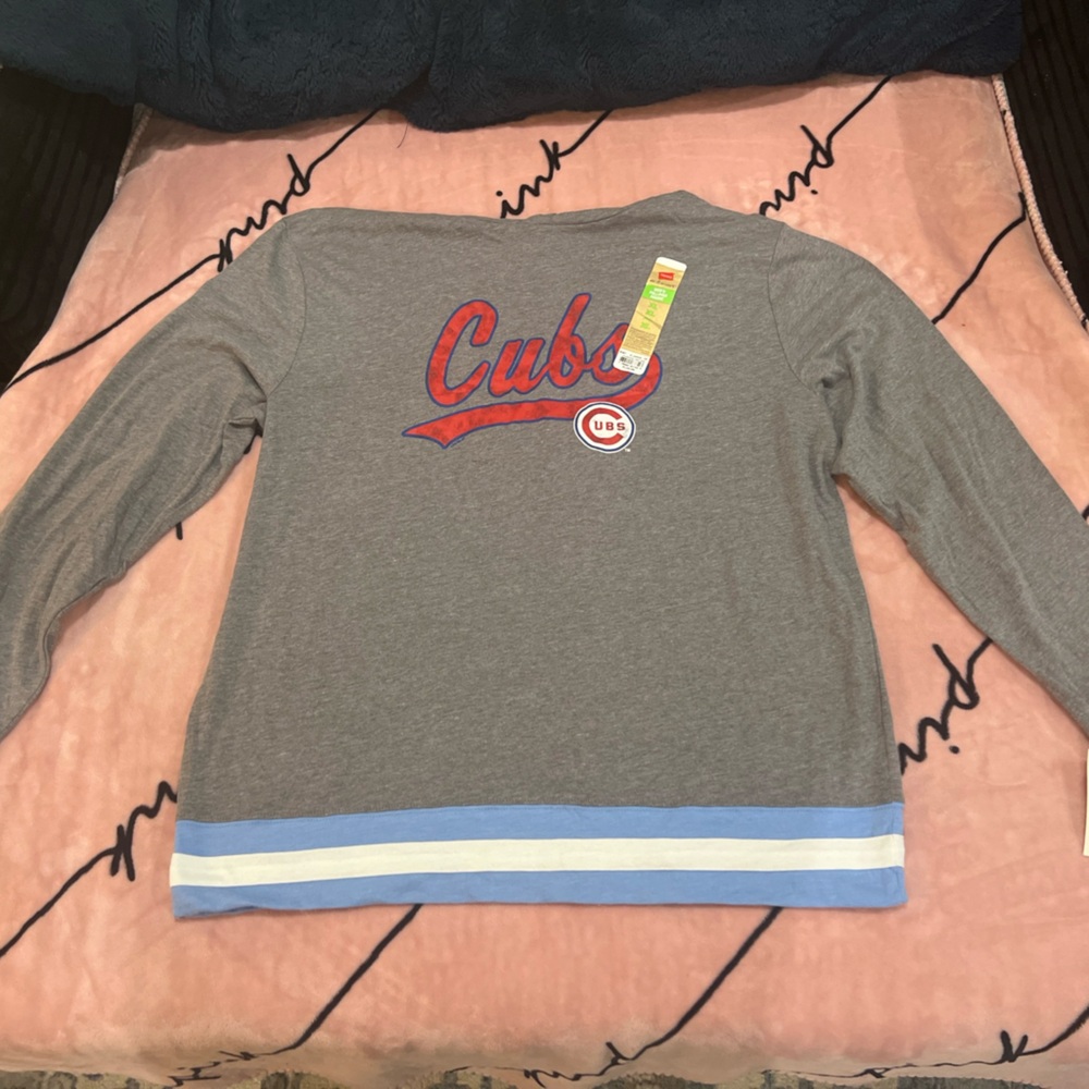 Genuine Merchandise Gray Sweater with Blue and White Accents